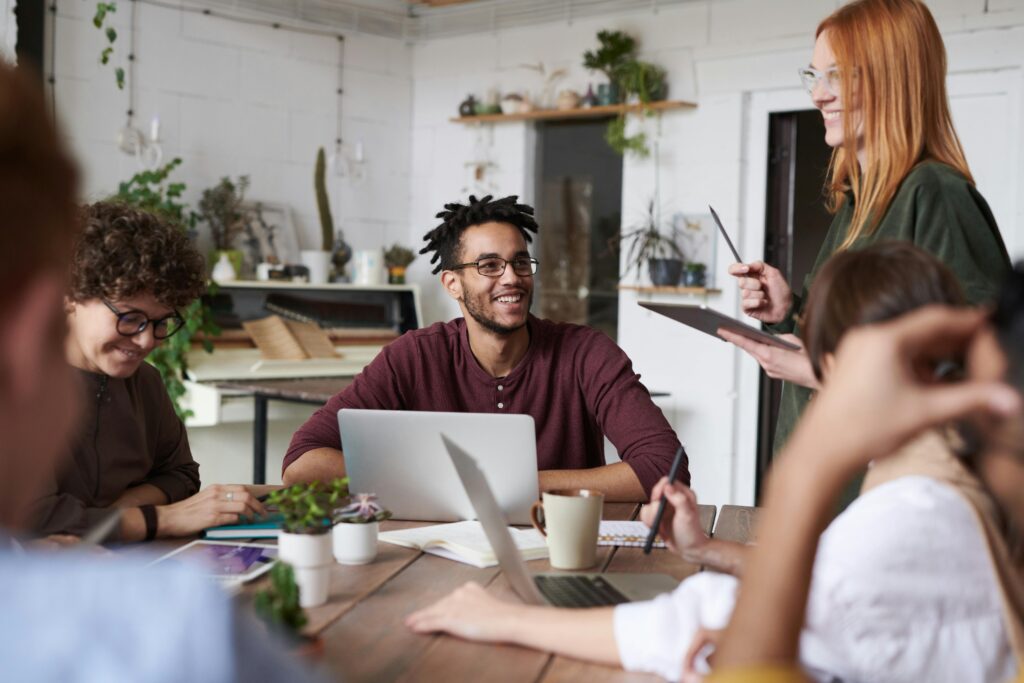 collaborative workplace scene that reflects skillful, people-first leadership